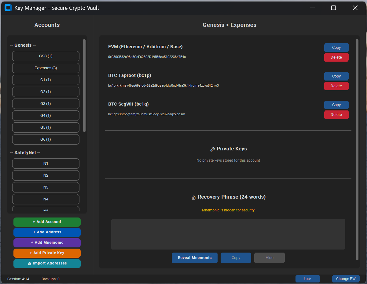 ColdStack Portfolio View — Full vault overview