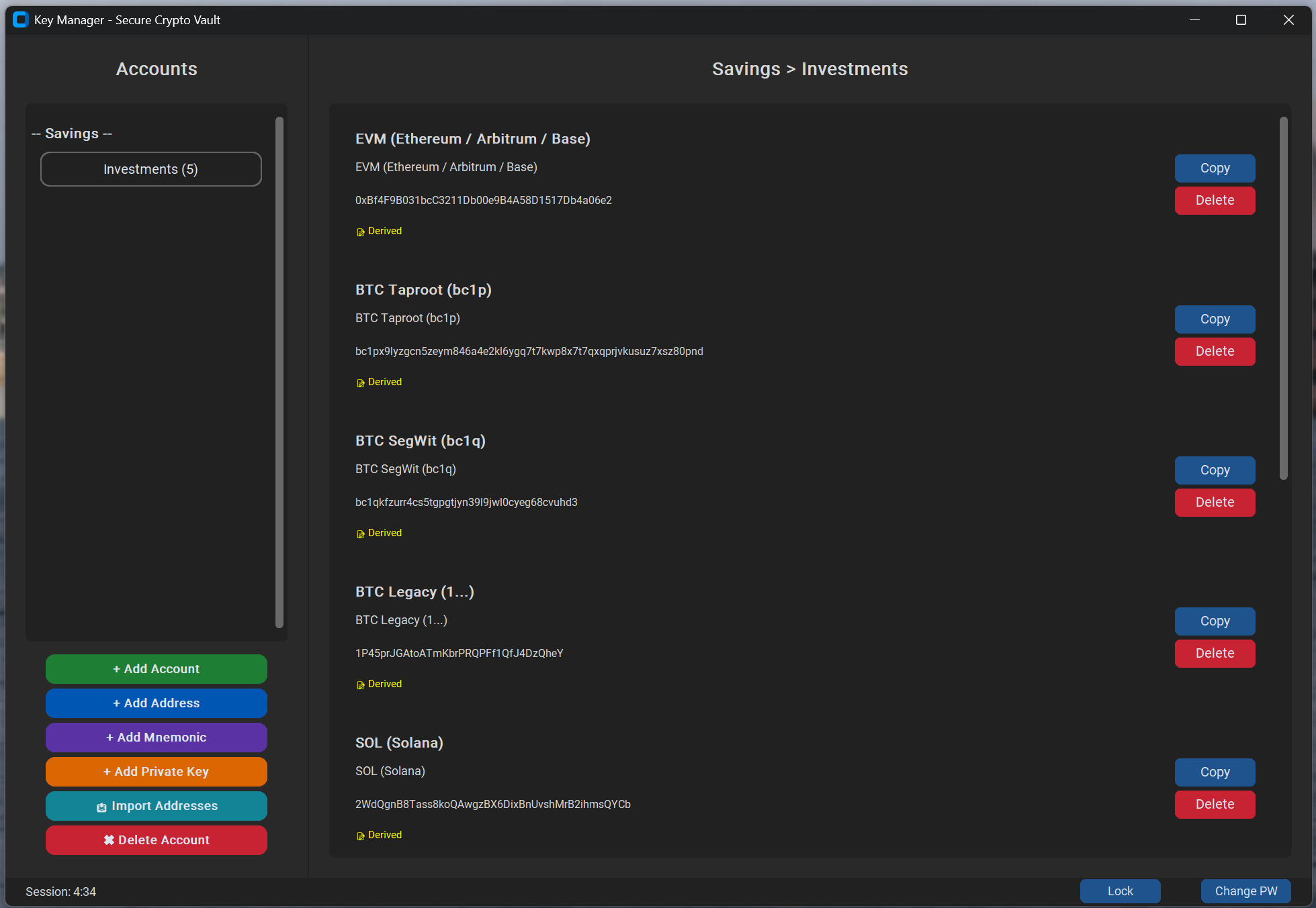 ColdStack Address Management — Multi-chain support