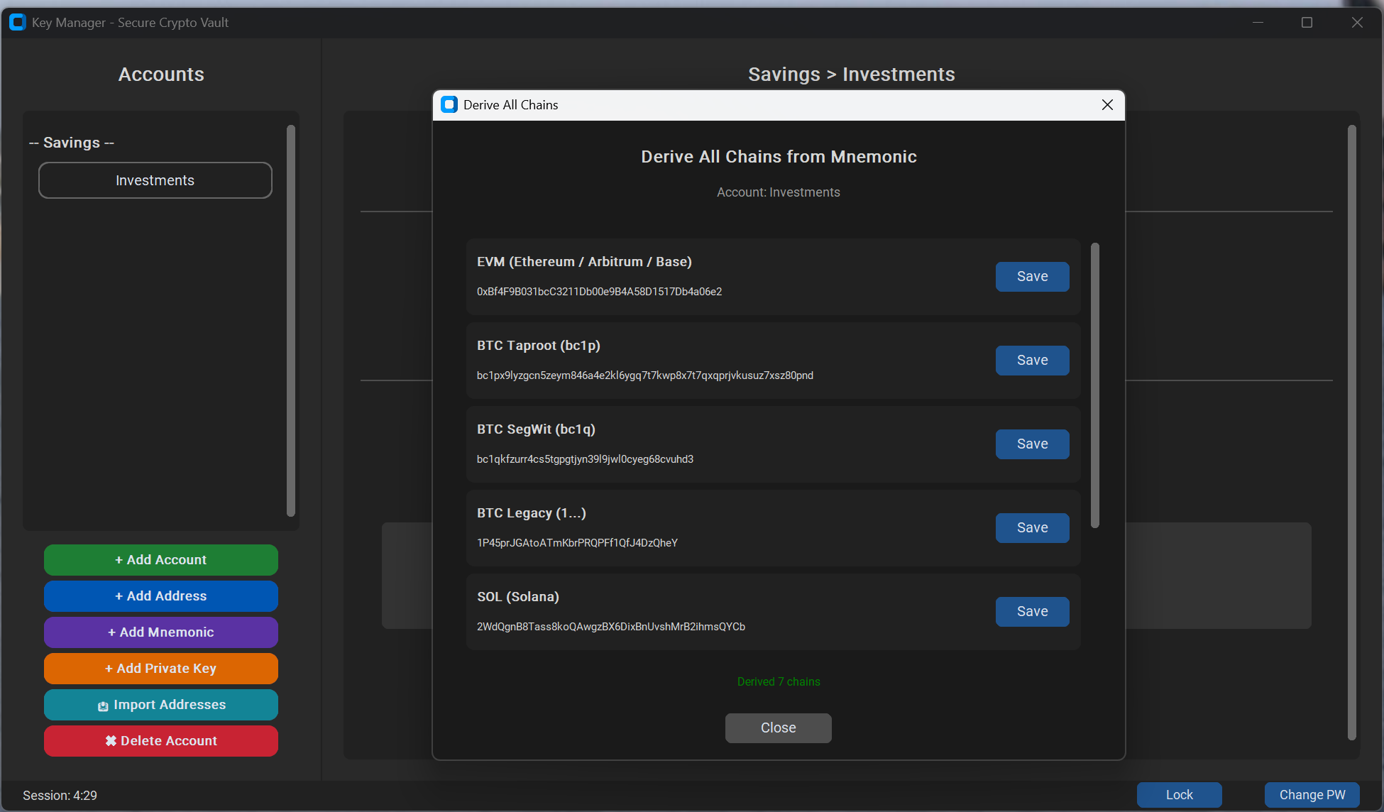 ColdStack BIP39 Derivation Engine — Derive addresses from mnemonics